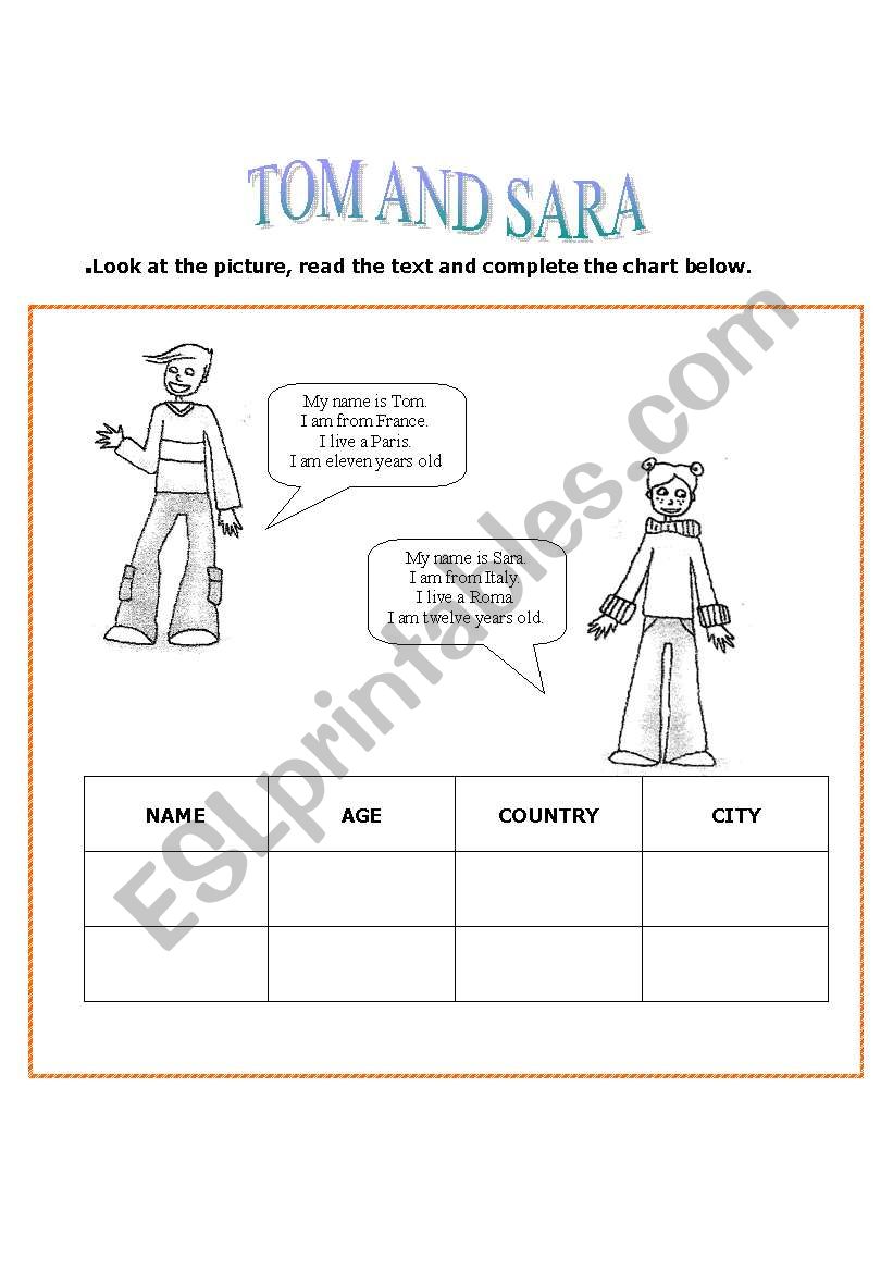 tom and sara worksheet