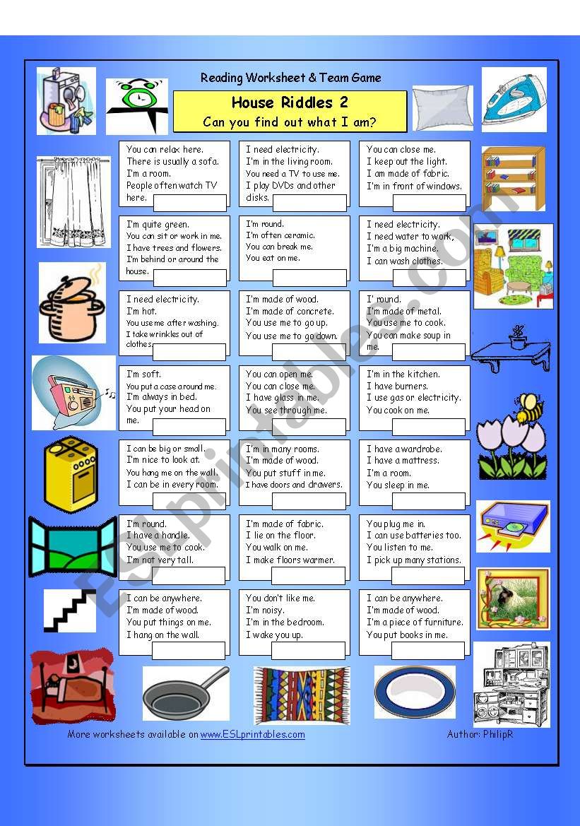 House Riddles 2 (Medium) worksheet