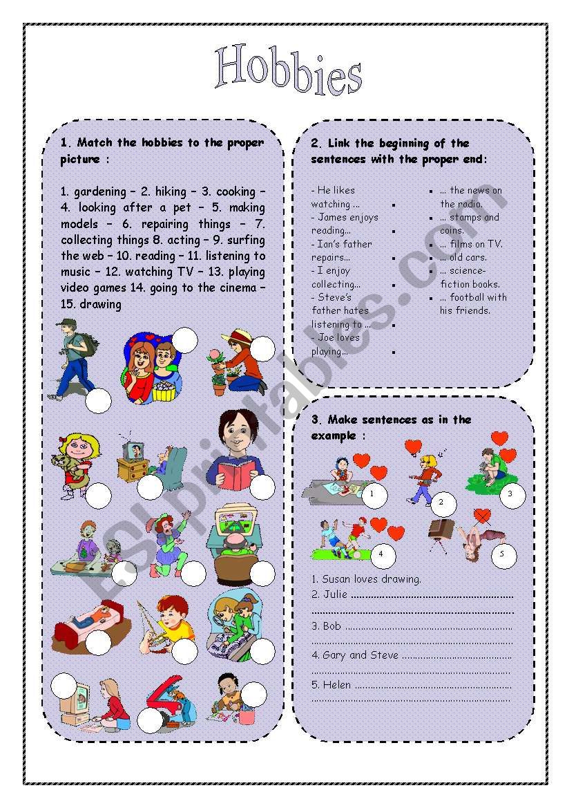 Hobbies  worksheet