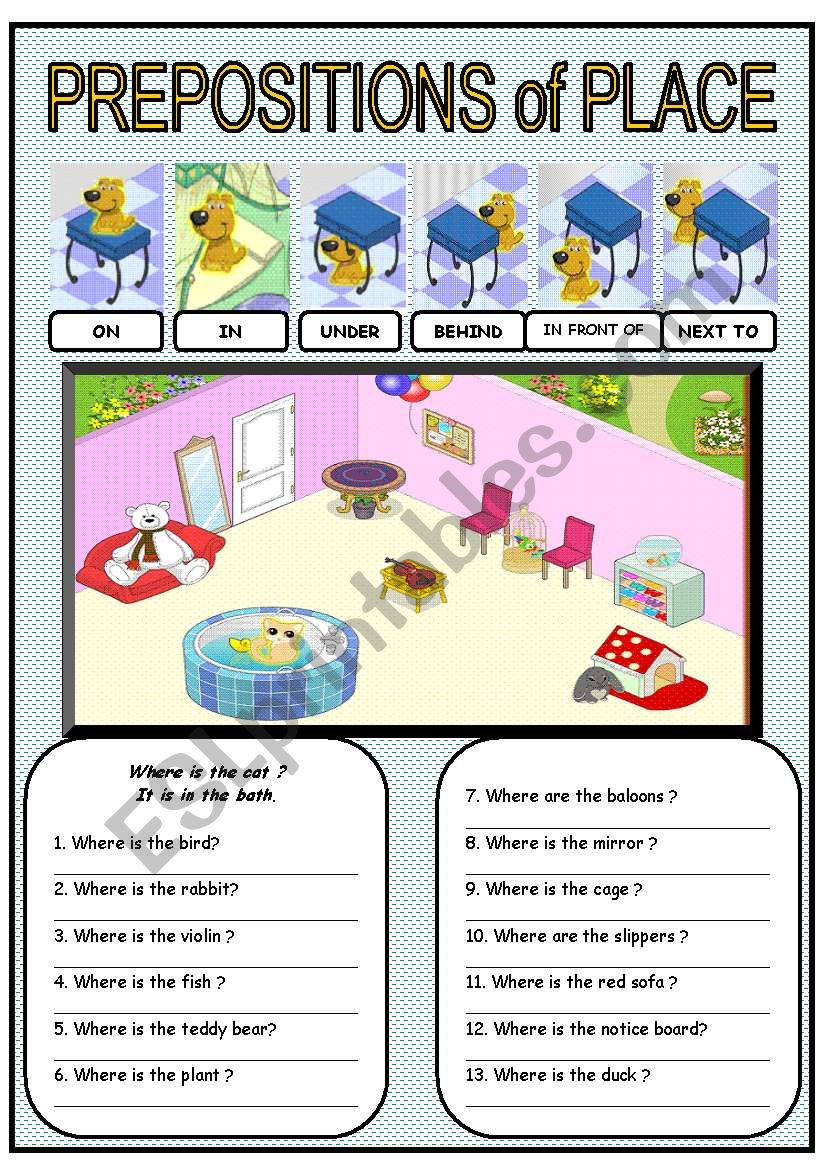 prepositions of place worksheet