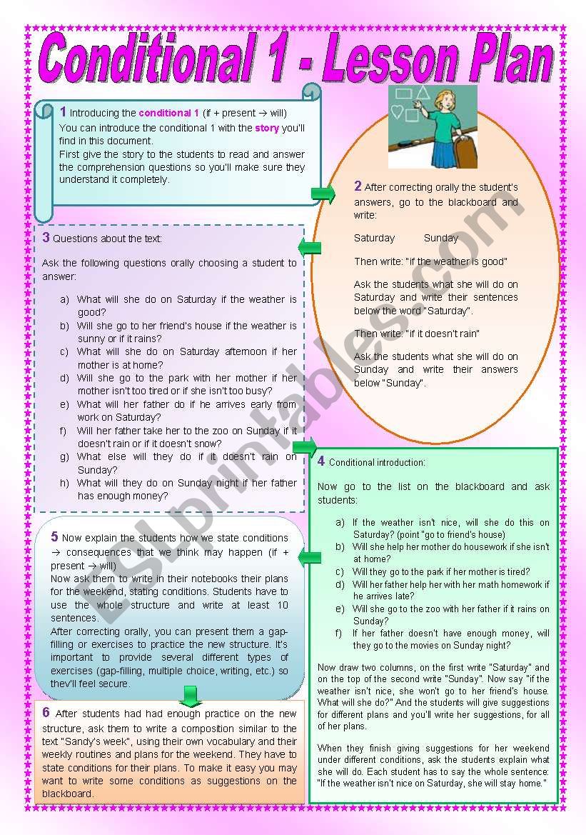 Conditional 1 - Lesson Plan + Reading Comprehension - 2 pages (fully editable)