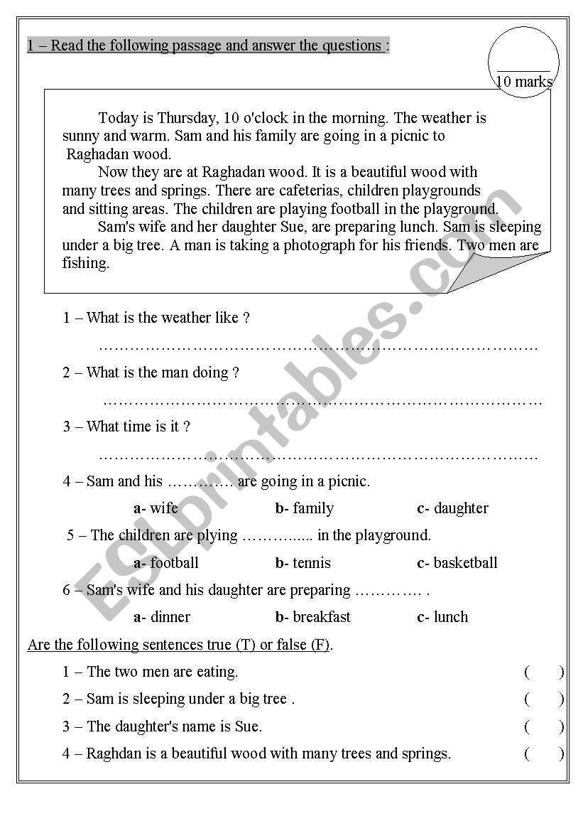 general English Exam worksheet