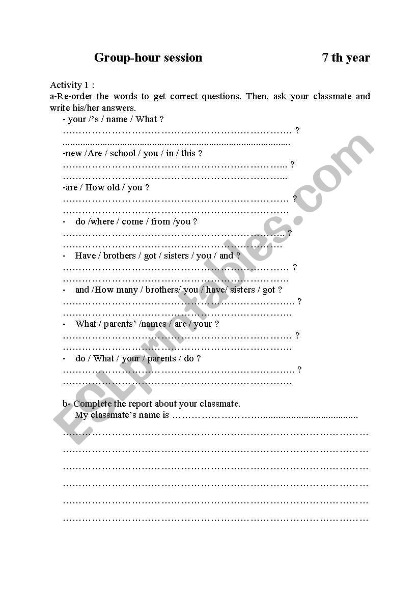 language worksheet