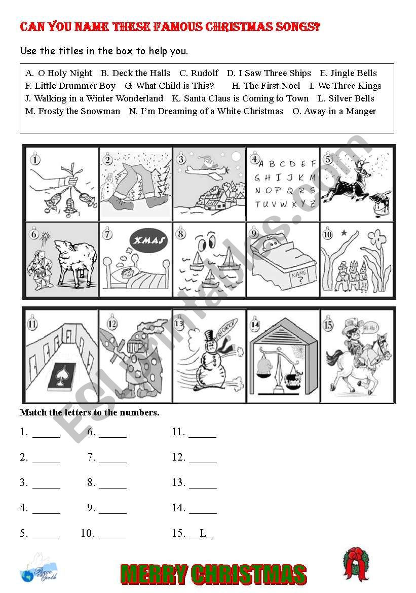 Christmas Songs worksheet