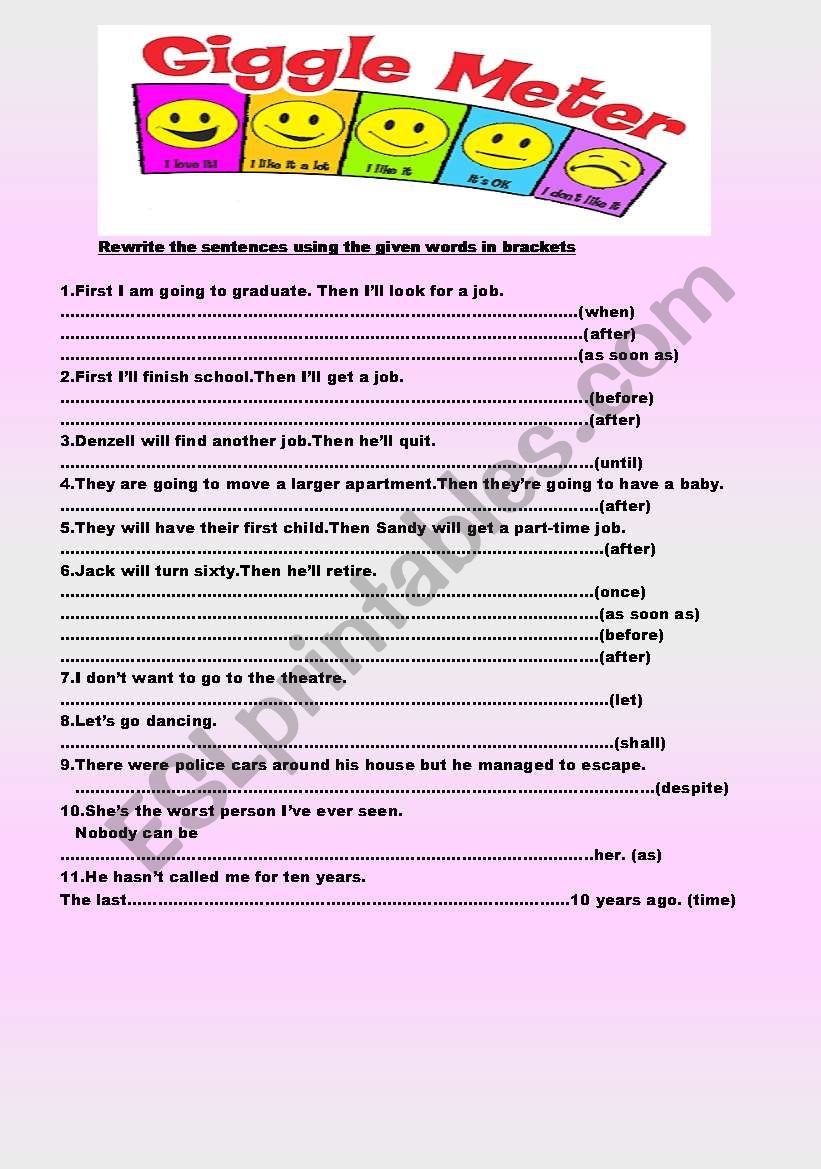 rewrite the sentences worksheet
