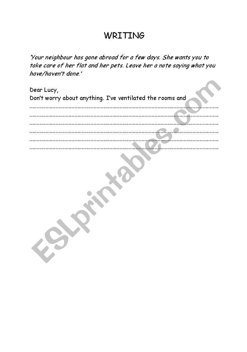 PRESENT PERFECT WRITING EXERCISE