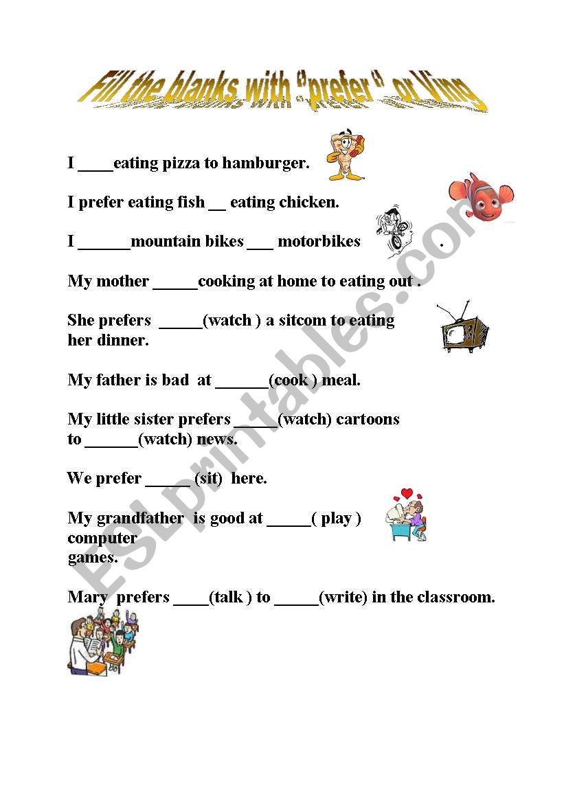 PREFERENCES  worksheet