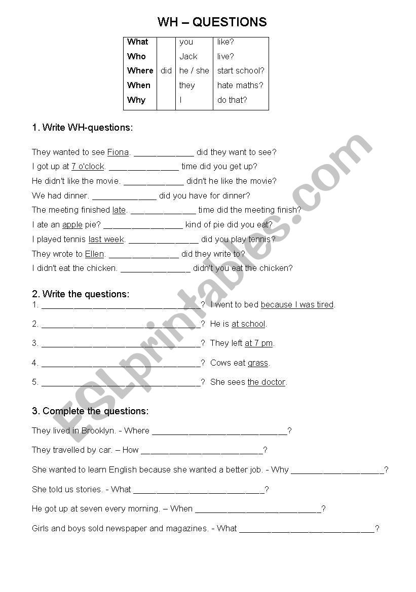 WH-questions worksheet