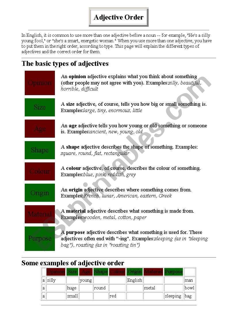adjecties worksheet