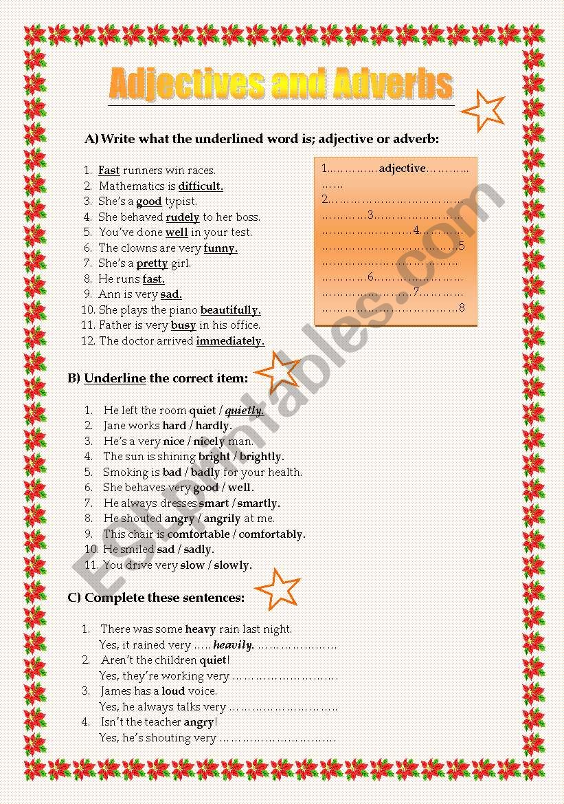 Adjectives and Adverbs worksheet