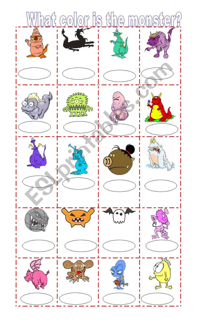 What color is the monster? worksheet