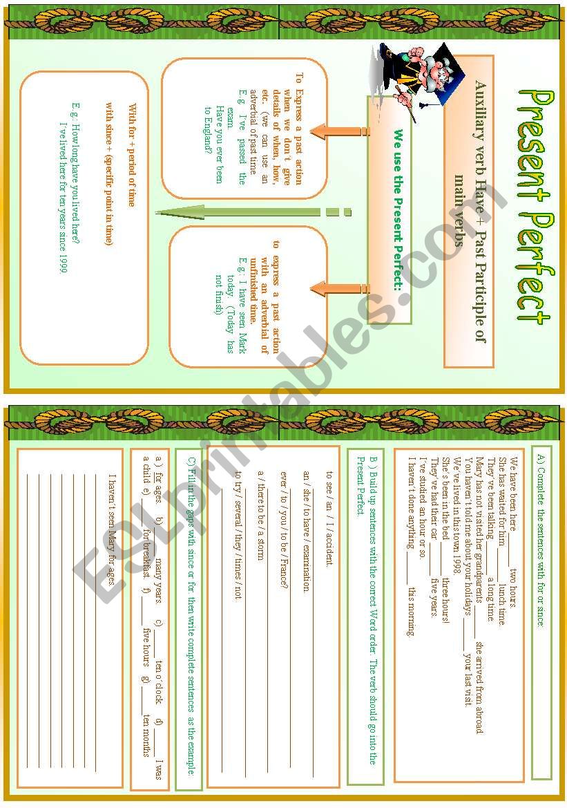 Present Perfect + for and Since