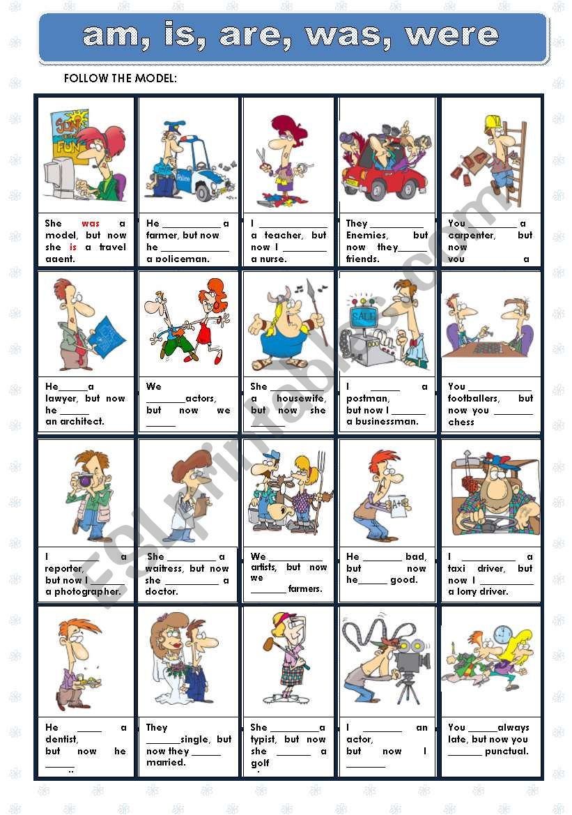 AM IS ARE WAS WERE ESL Worksheet By Princesss