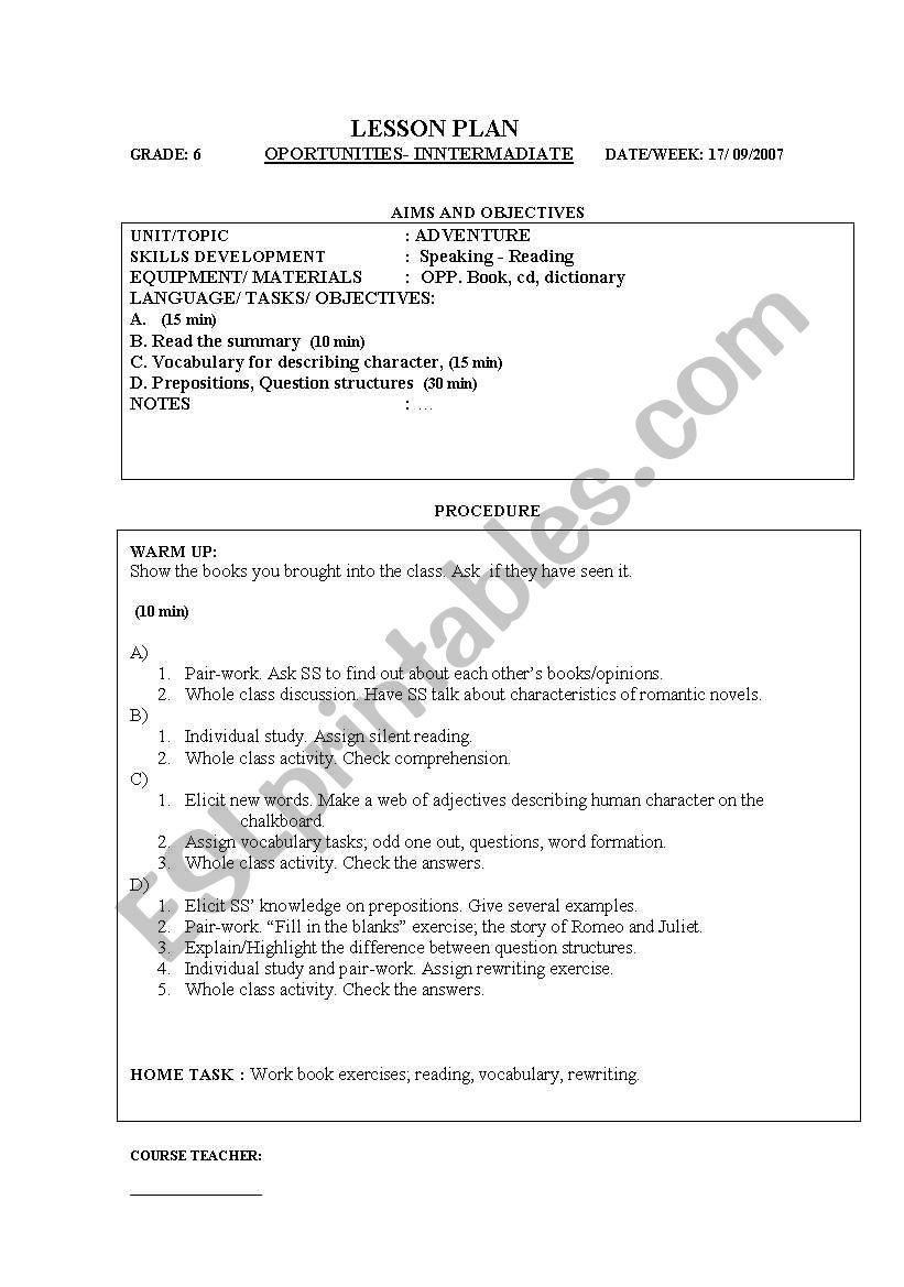plan worksheet