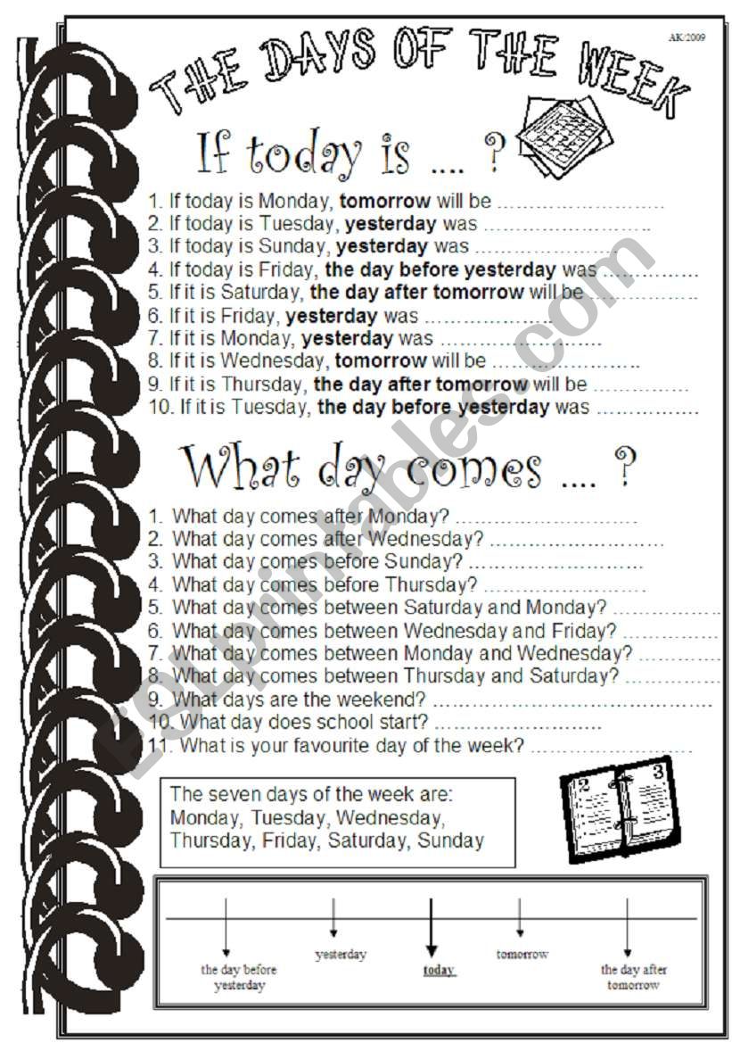 The Days of the Week worksheet