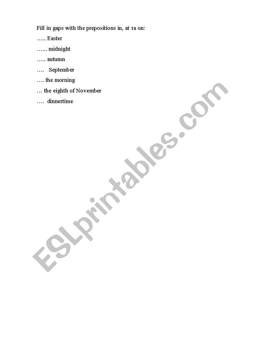 Prepositions worksheet