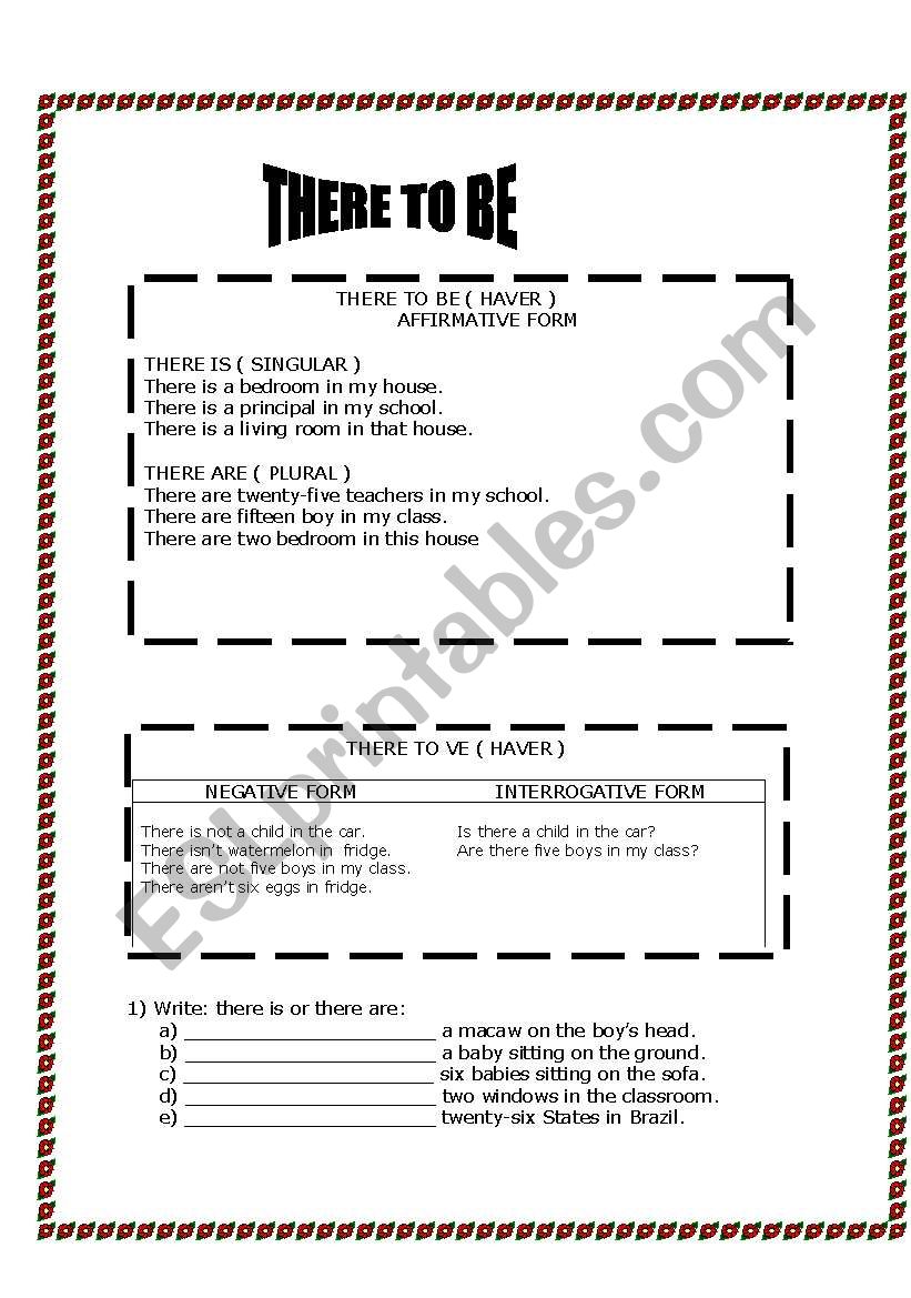 VERB THERE TO BE worksheet