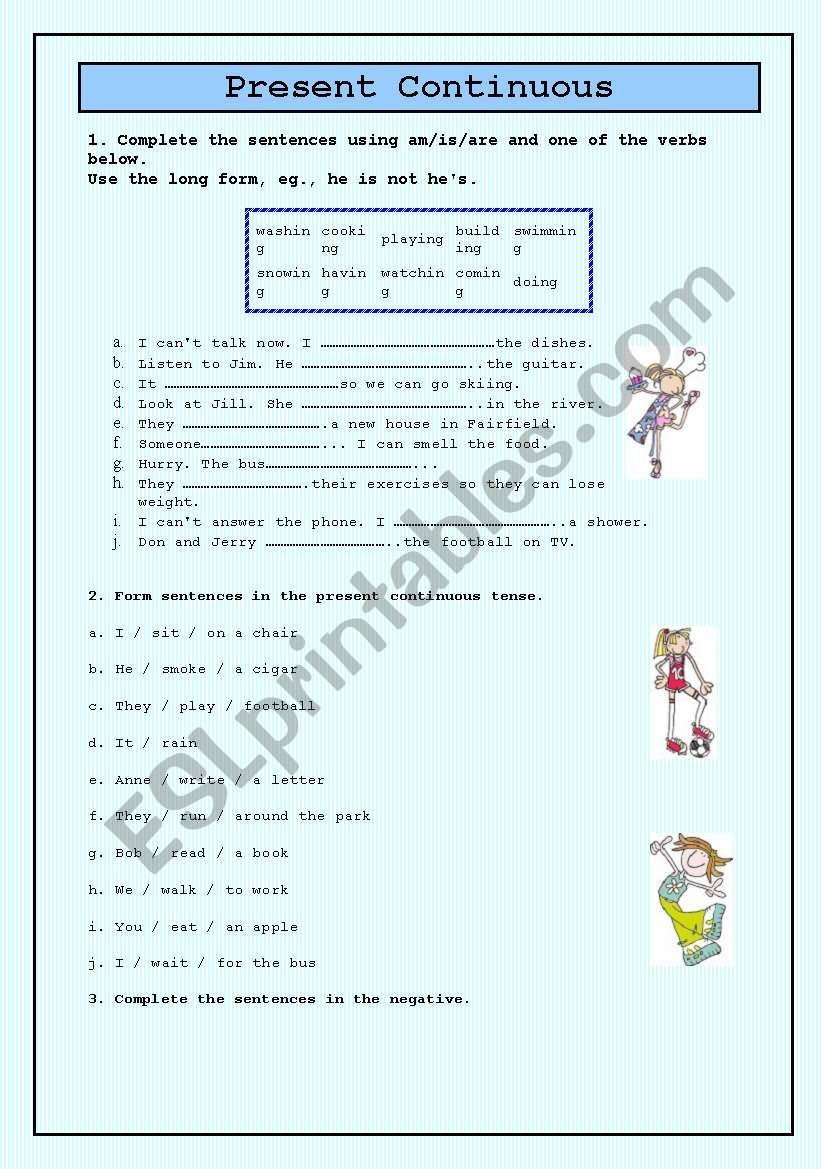 PRESENT CONTINUOUS TENSE worksheet