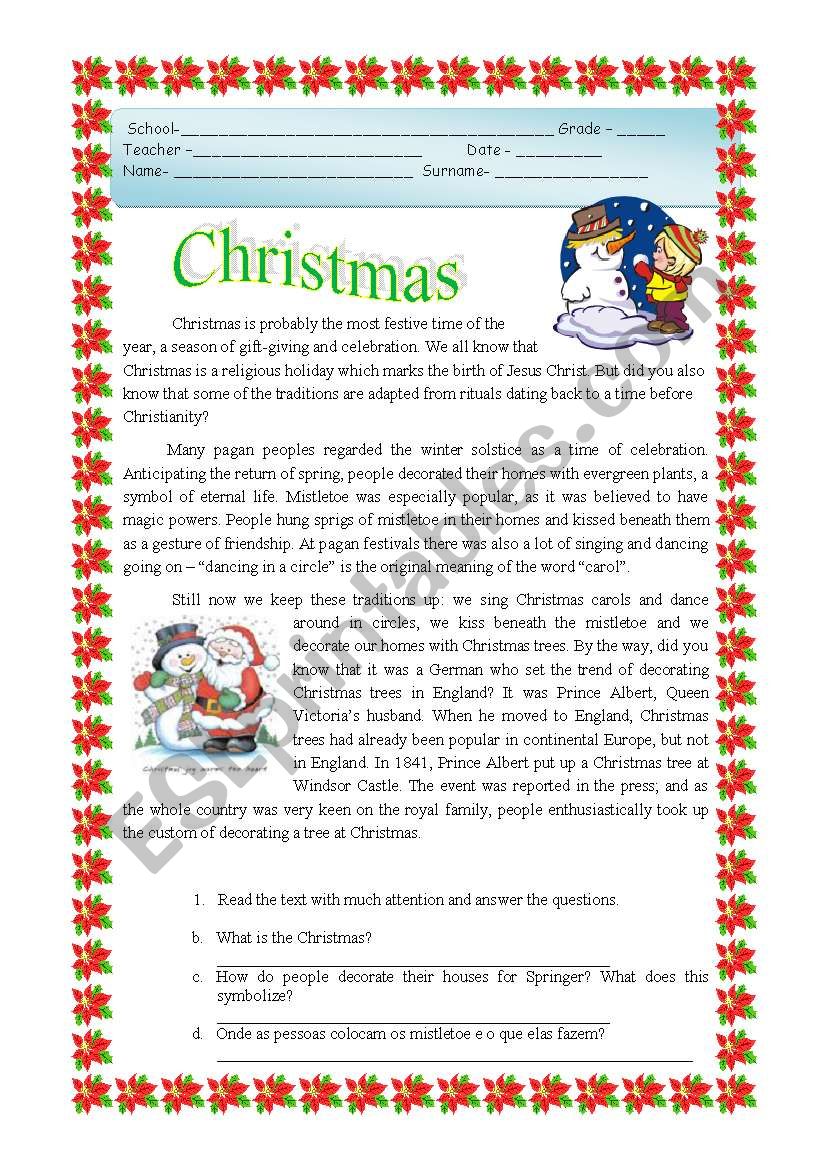 Christmas worksheet