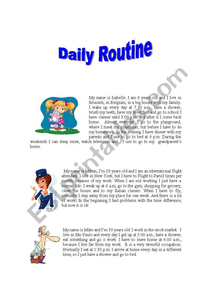 Daily Routine worksheet