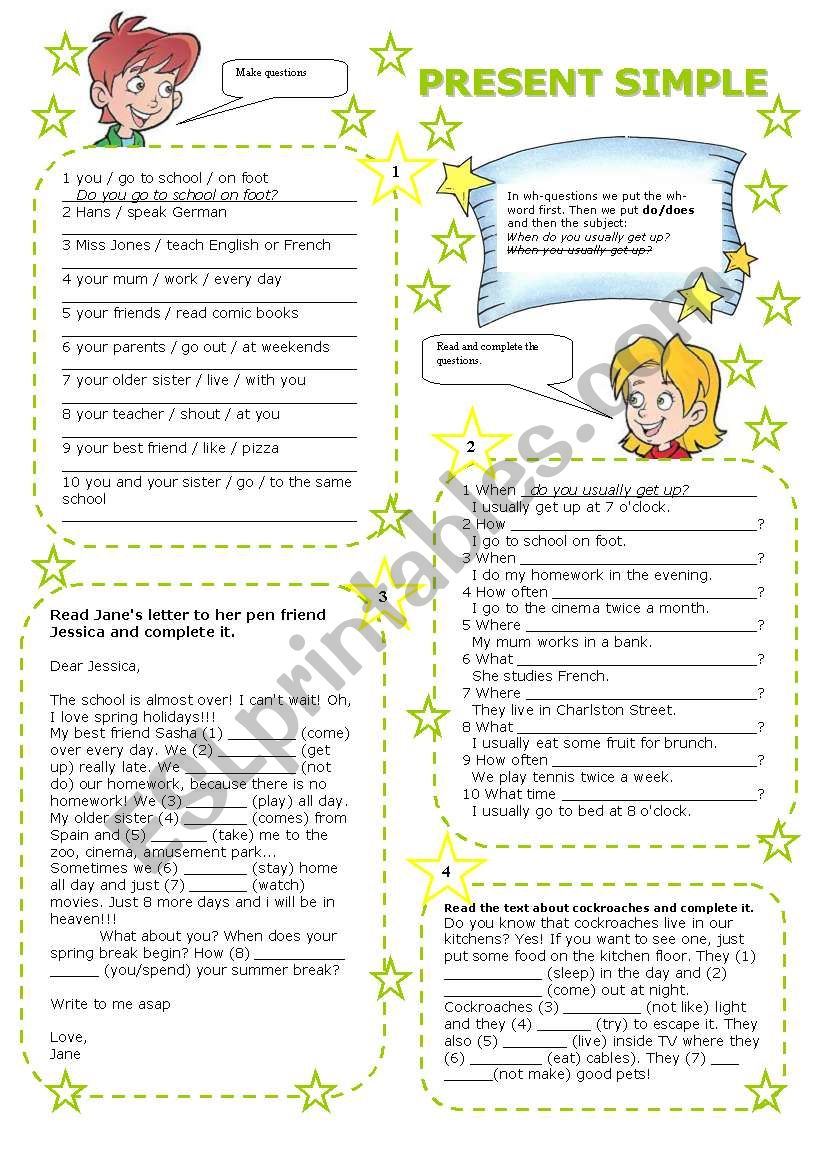 present simple 3/3 worksheet