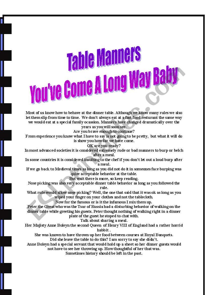 Table Manners Today And Gross Manners Of The Past