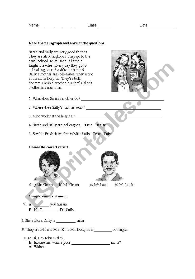 ACHIEVEMENT TEST worksheet