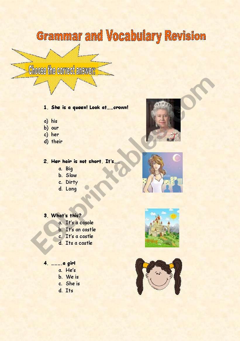 Grammar and vocabulary revision (part 1) junior 