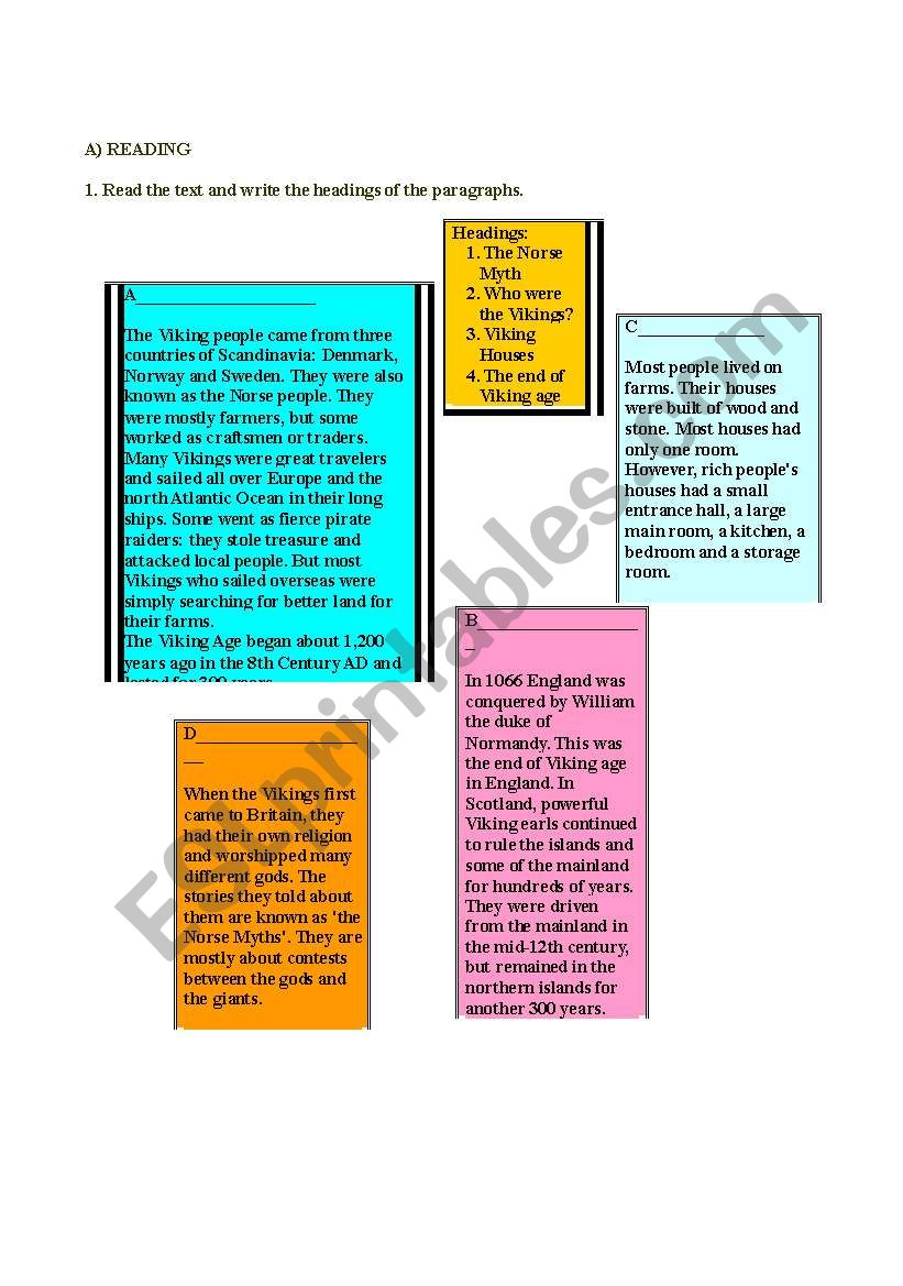 Reading lesson with a variety of reading questions and vocabulary exercise