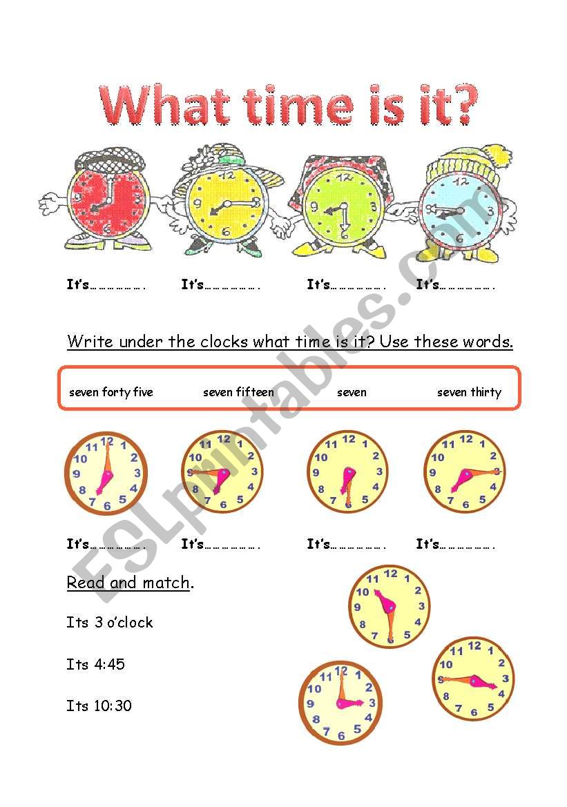 time worksheet for year 1