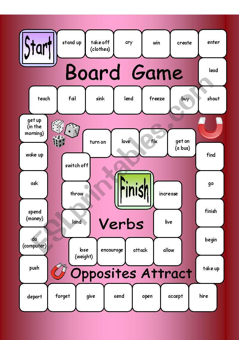 Board Game - Opposites Attract (Verbs)