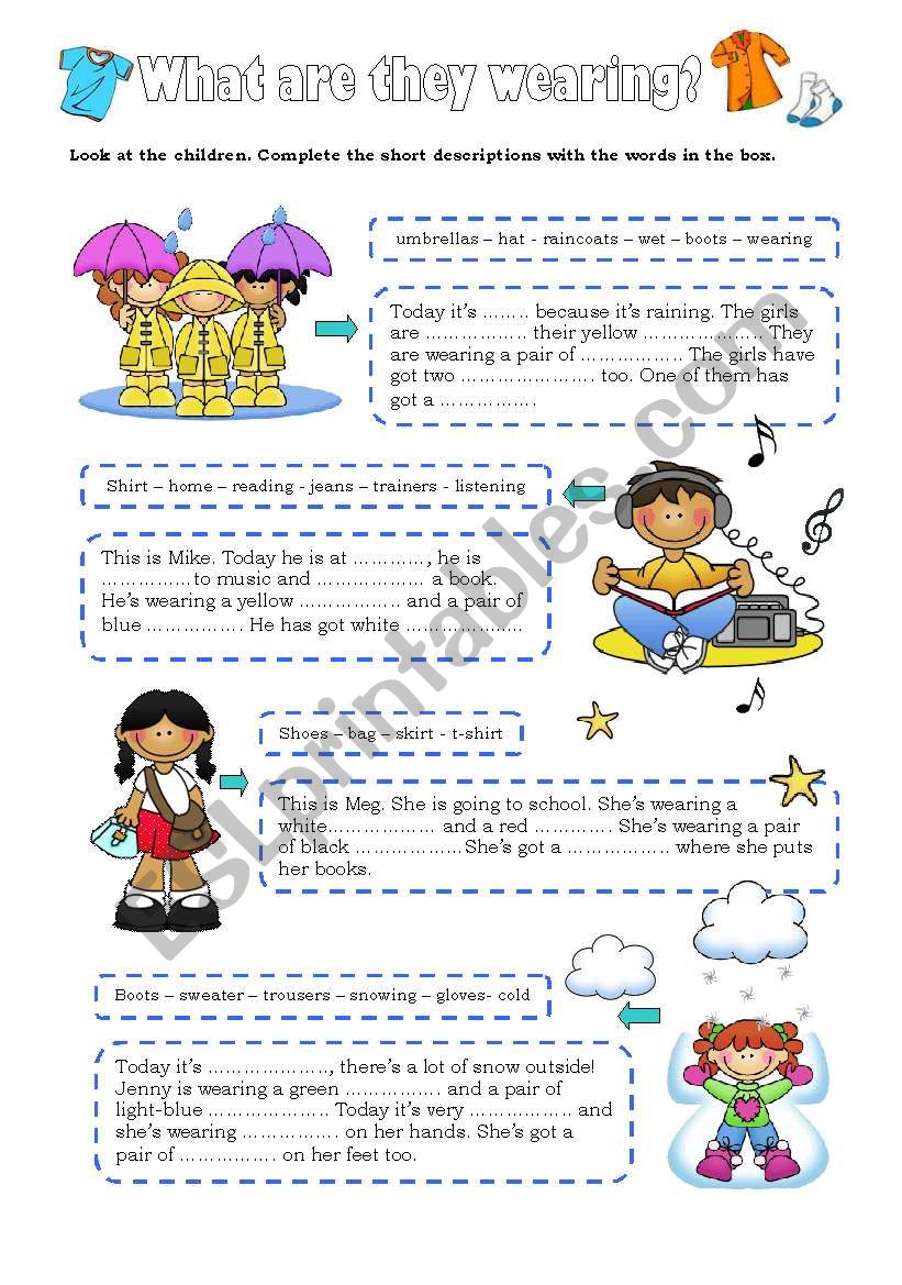 what are they wearing? worksheet