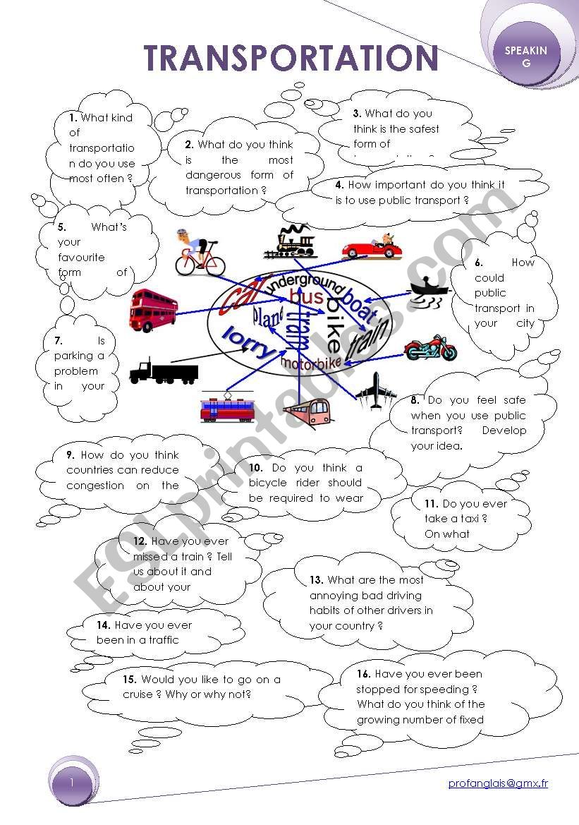 TRANSPORTATION worksheet