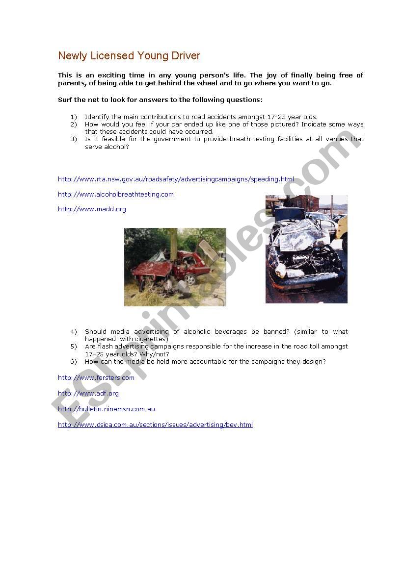 webquest on driving habits worksheet