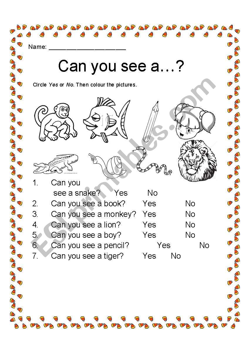 Can you see a...? worksheet