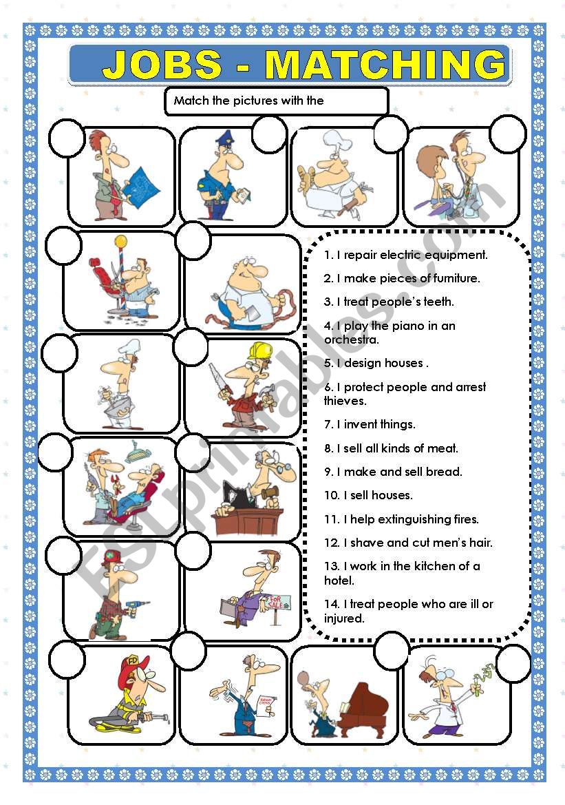 JOBS - MATCHING worksheet