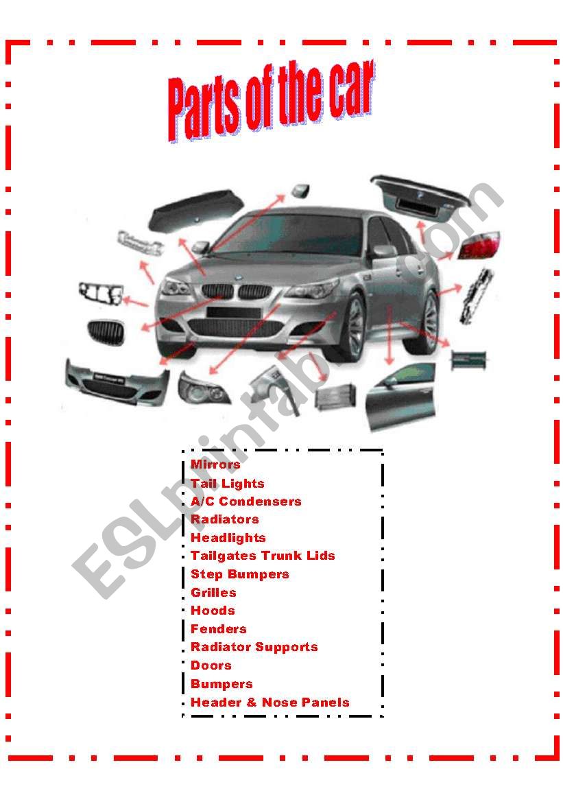 Parts of the car worksheet