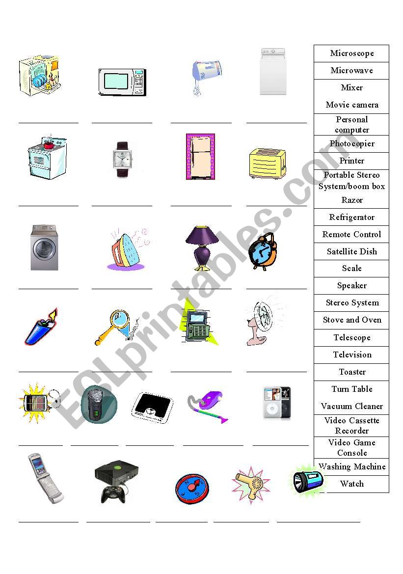 Machine, Appliances, and Gadget Identification Practice (Page 2)