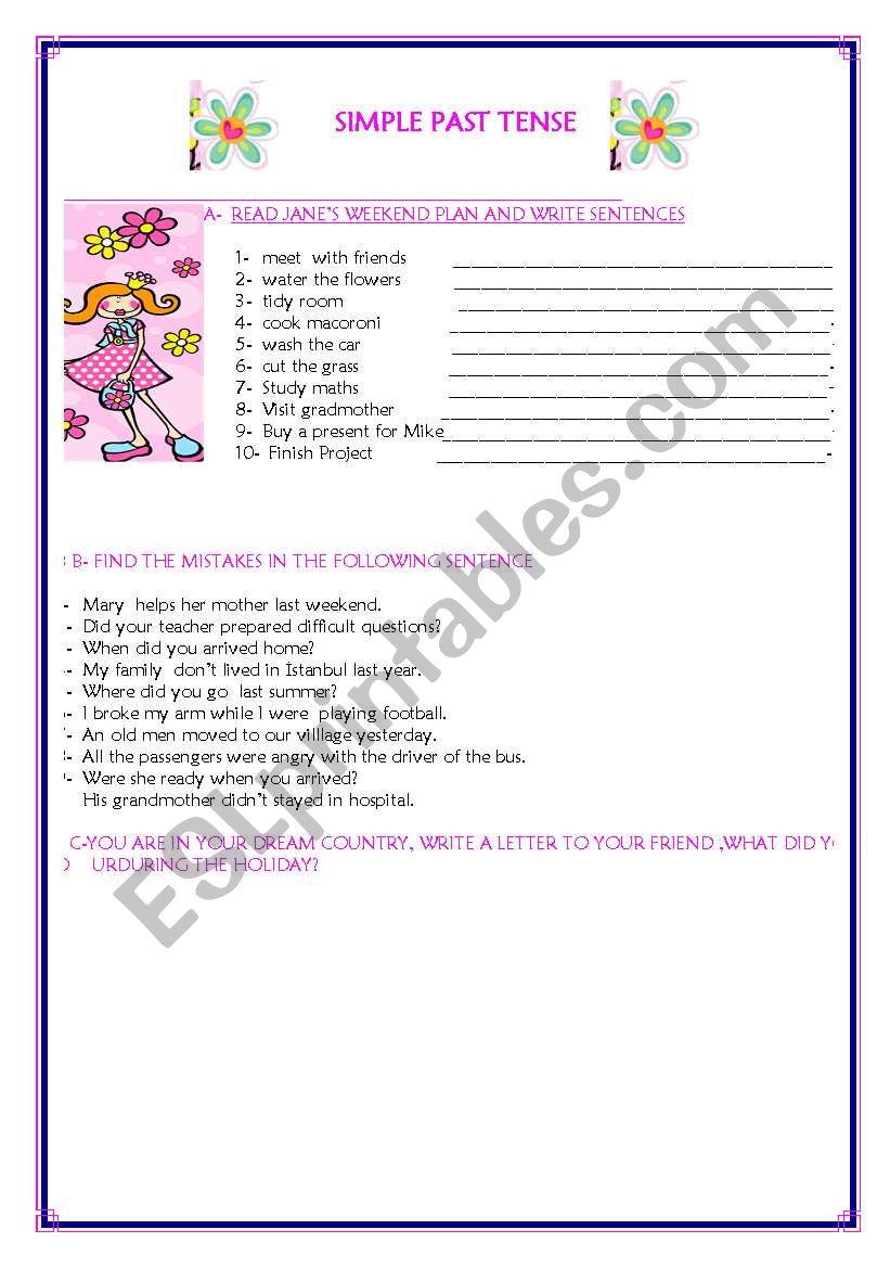 simple past worksheet