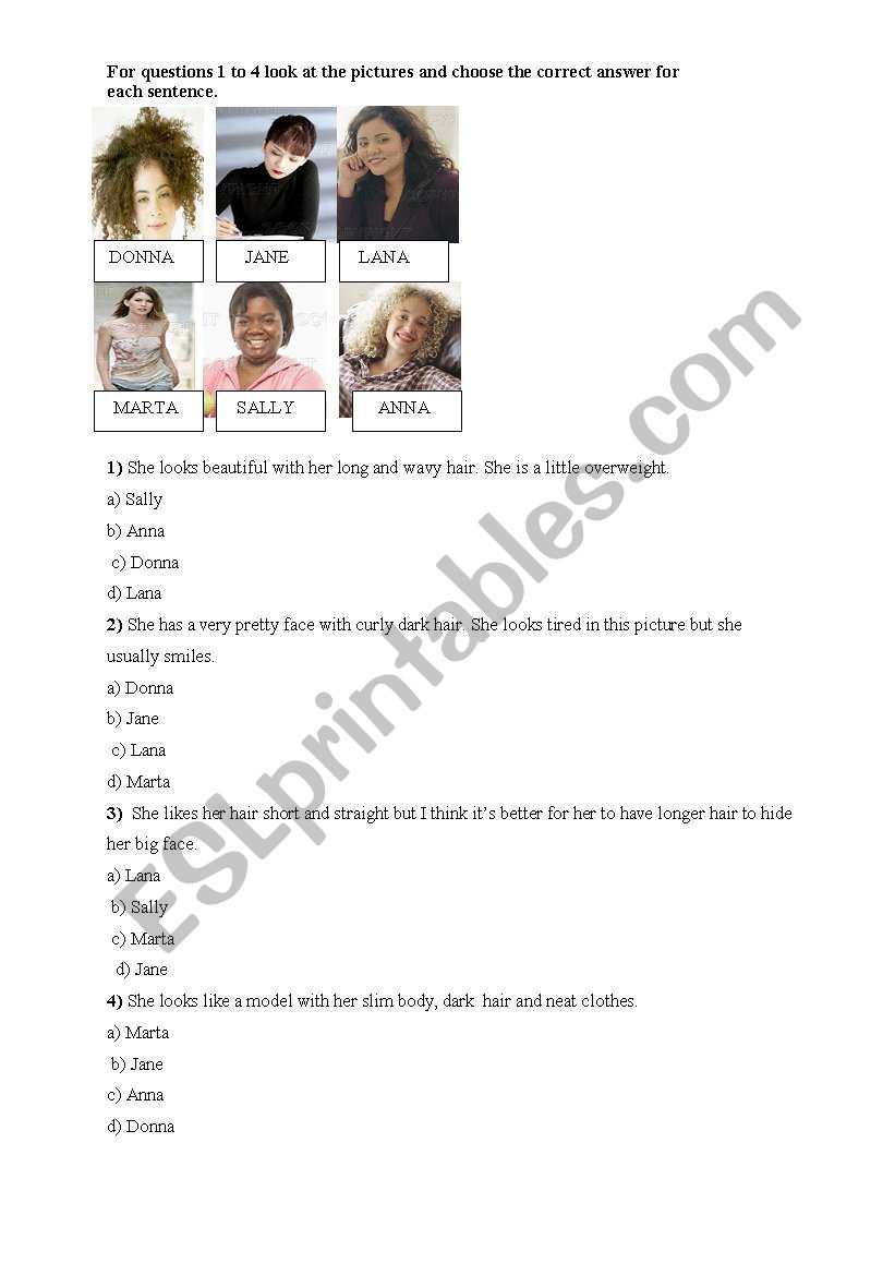 describing people worksheet