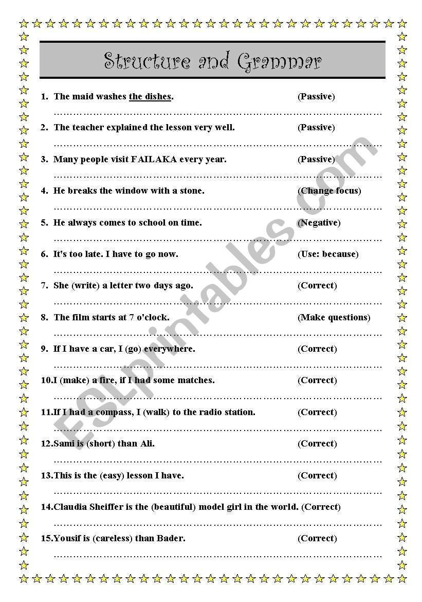 Do as shown in brackets worksheet