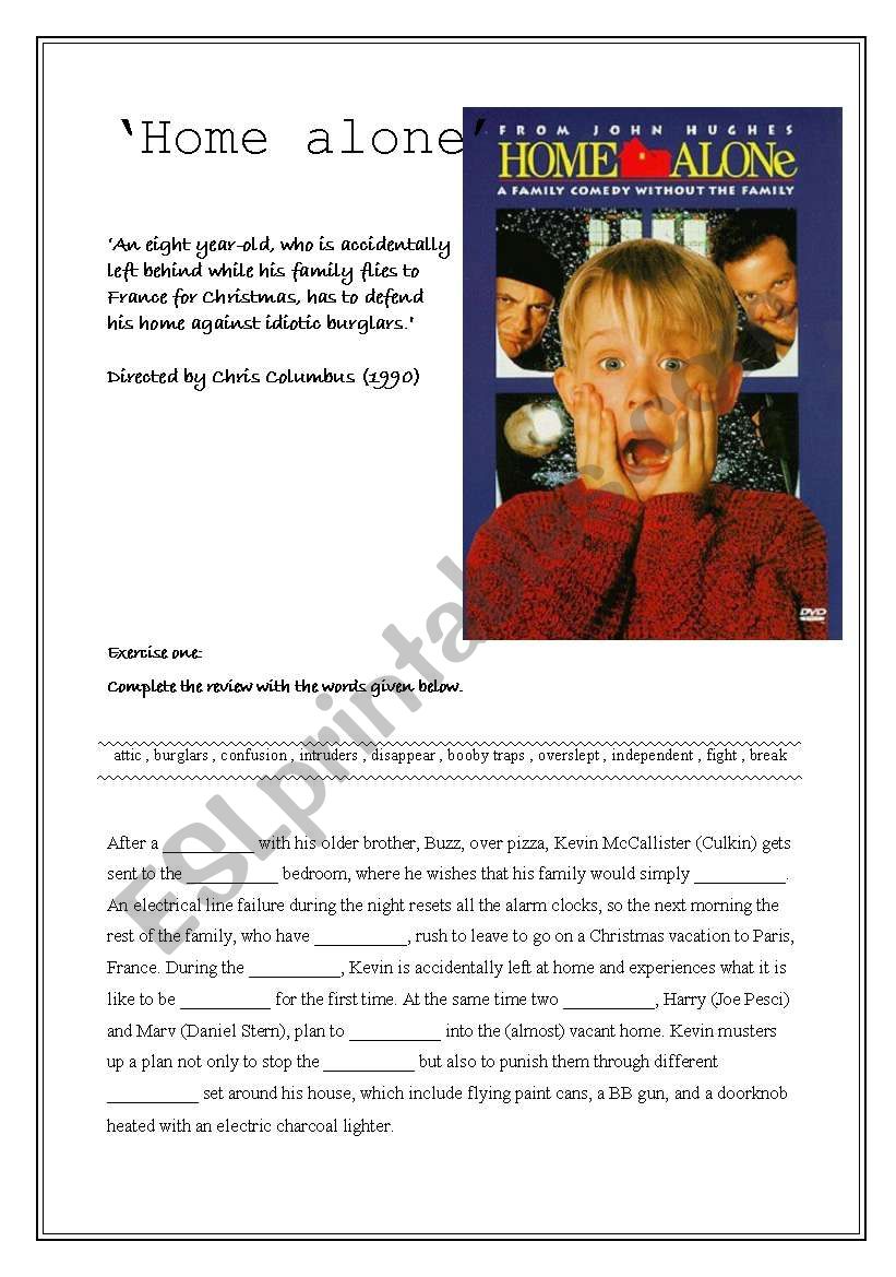 Home alone worksheet worksheet
