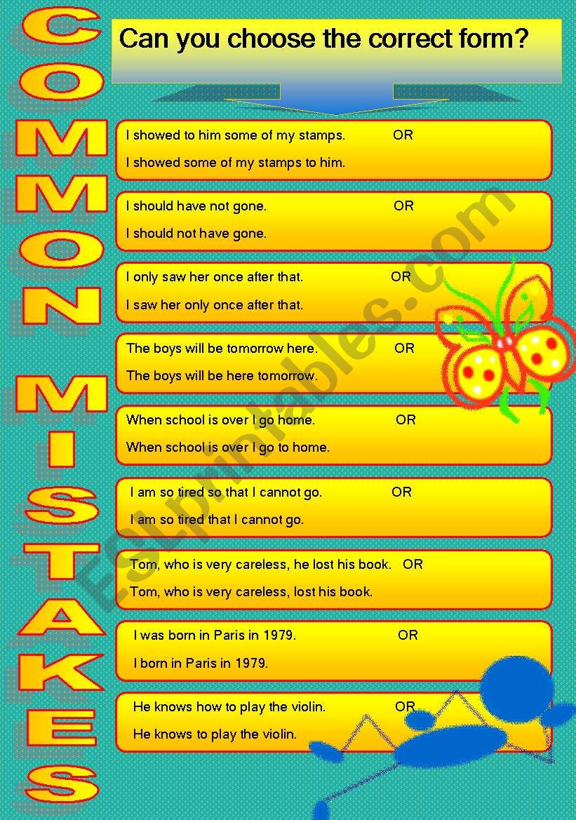 MISTAKES worksheet