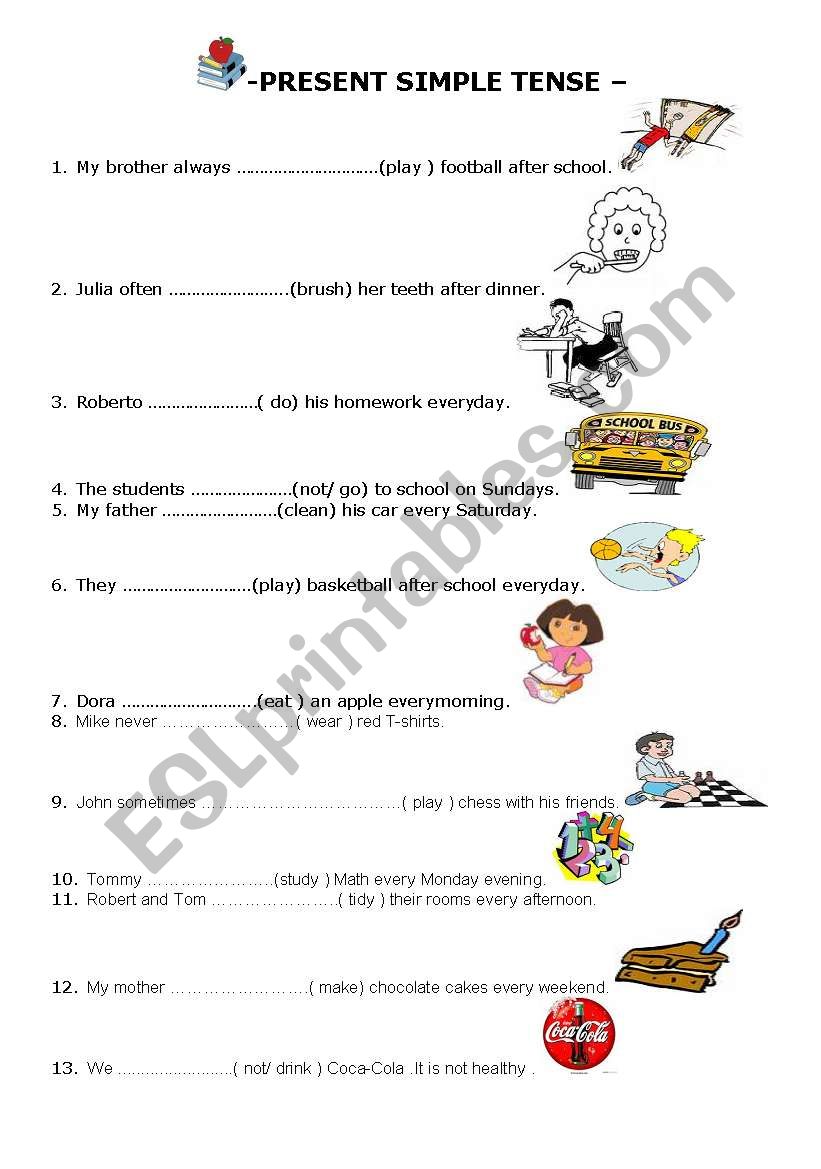 present simple tense  worksheet