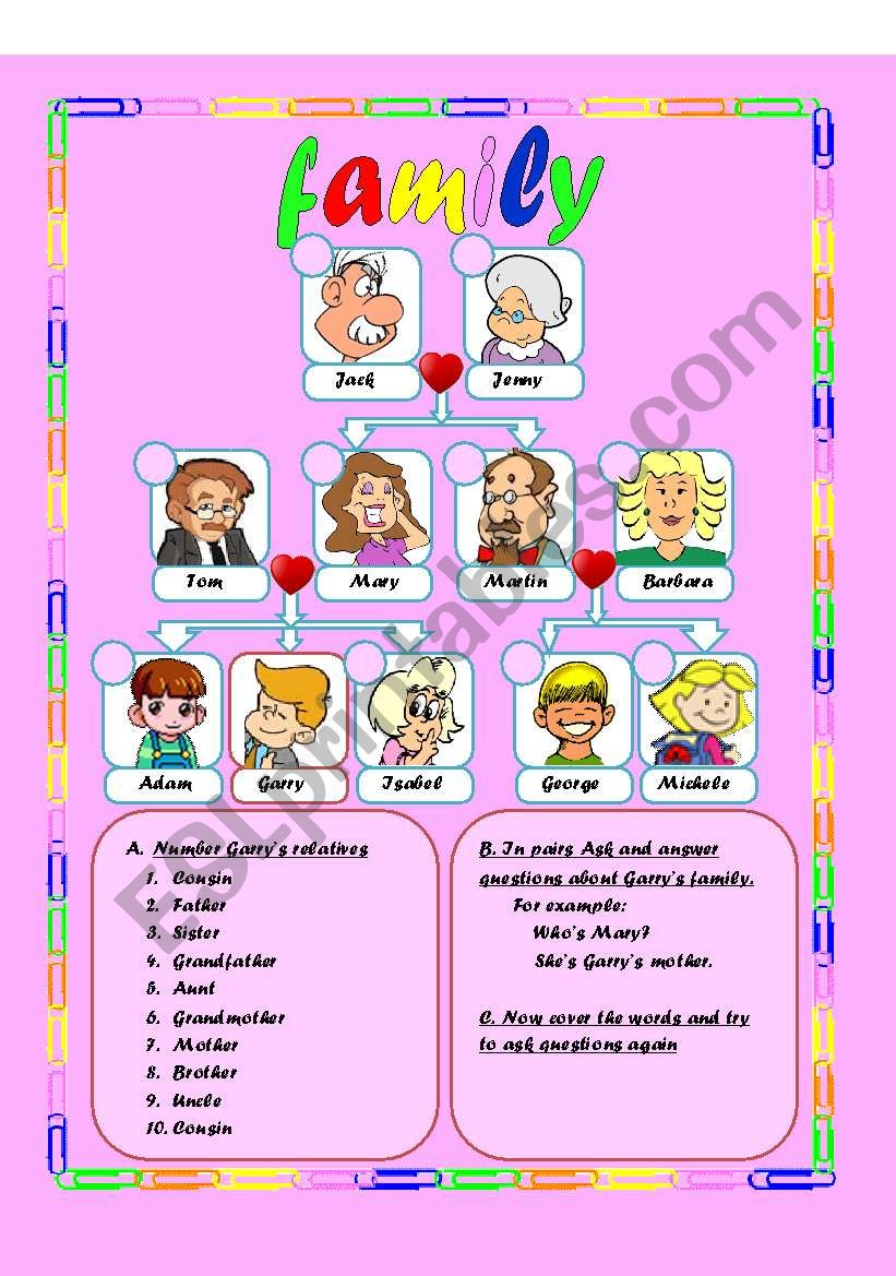 Family 1 worksheet