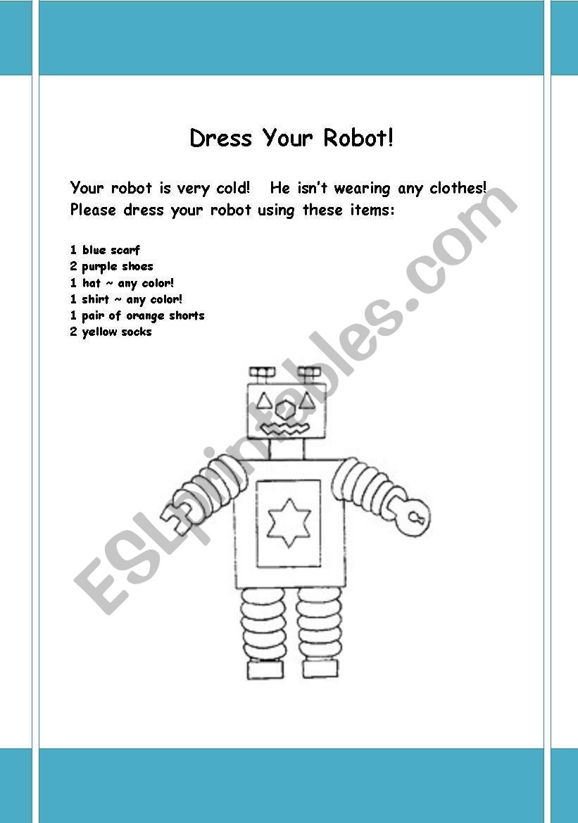 Dress your robot. worksheet