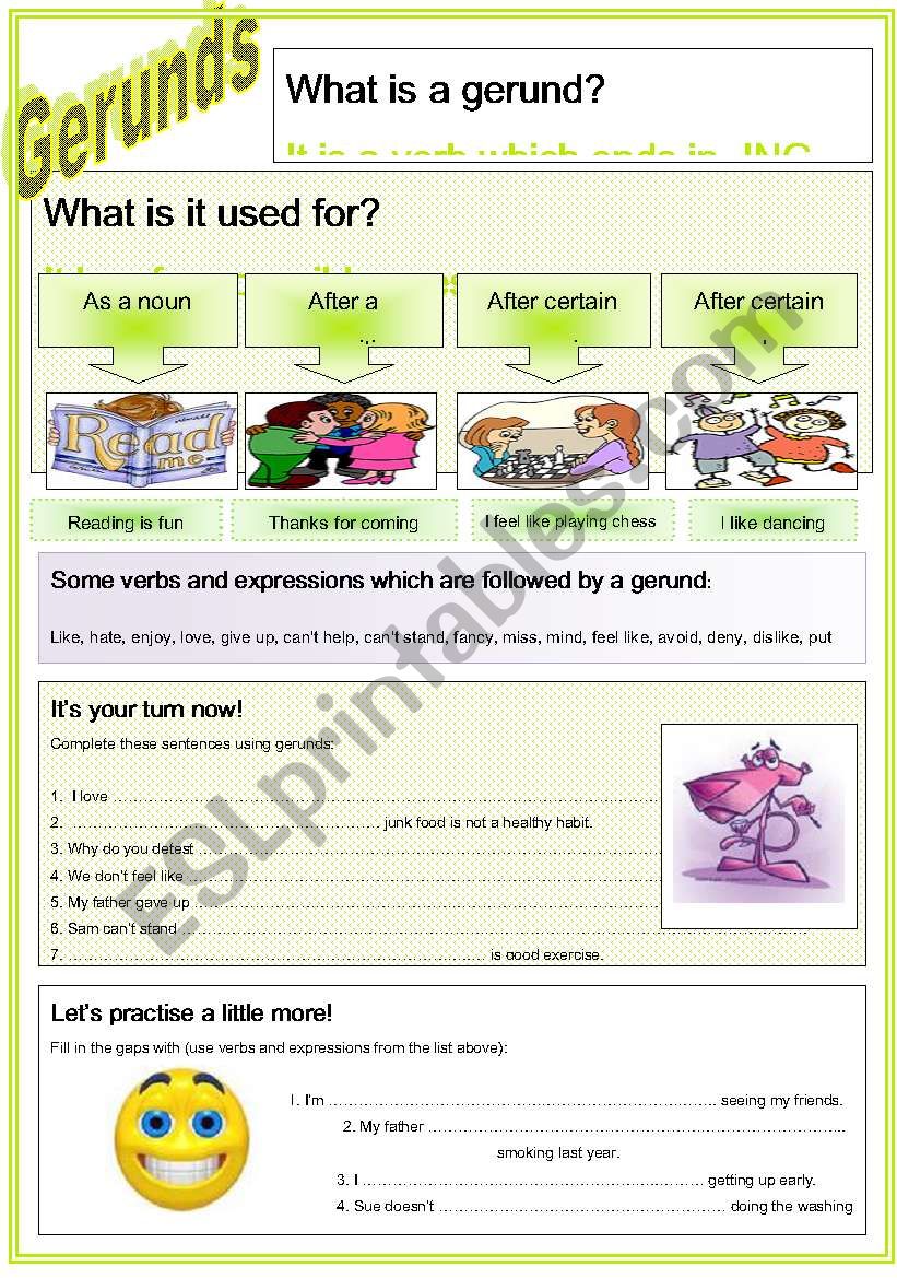 GERUNDS worksheet