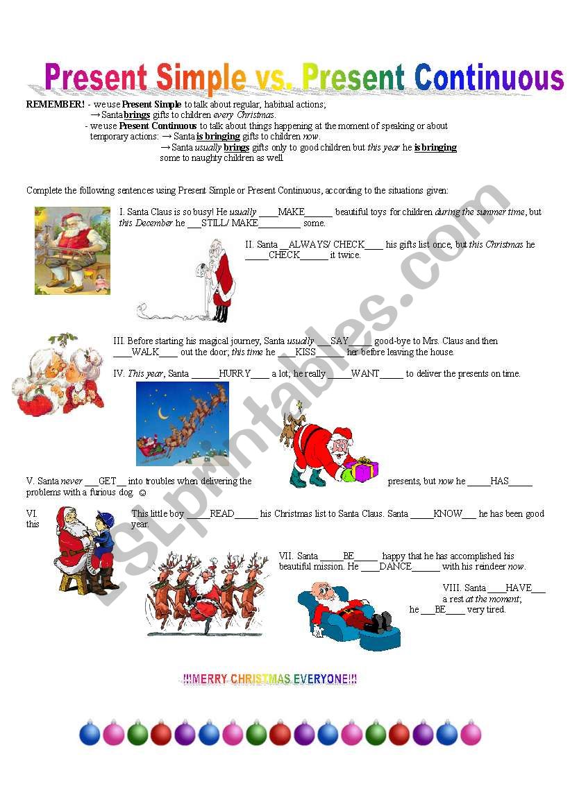 Present Simple versus Present Continuous