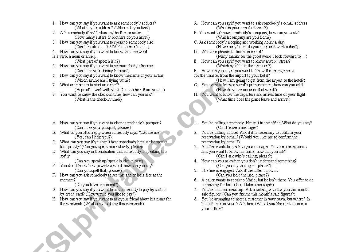 speaking activities worksheet