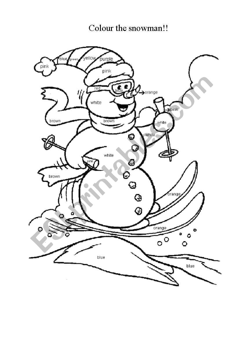 Colour the snowman worksheet